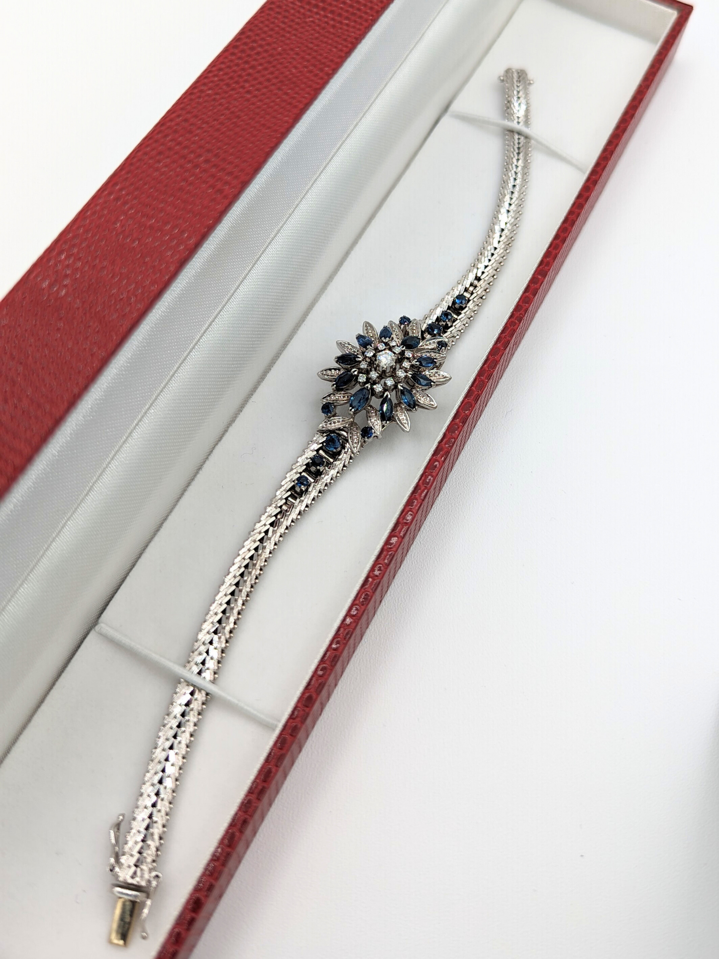 Antique European Blue Sapphire and Diamond Braclet