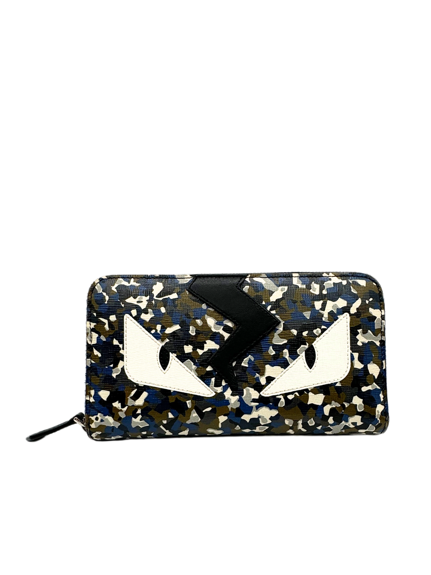 Fendi Monster Zip Around Wallet Printed Leather Long