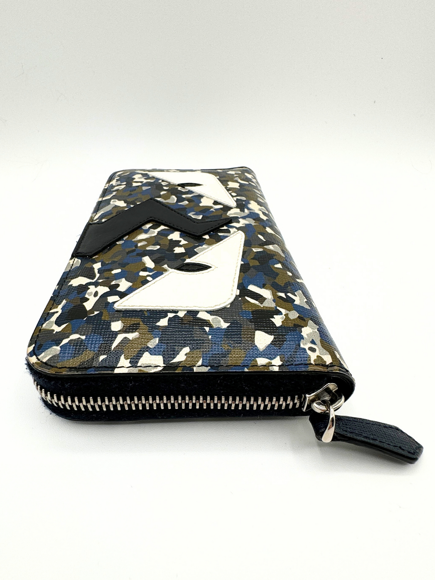 Fendi Monster Zip Around Wallet Printed Leather Long