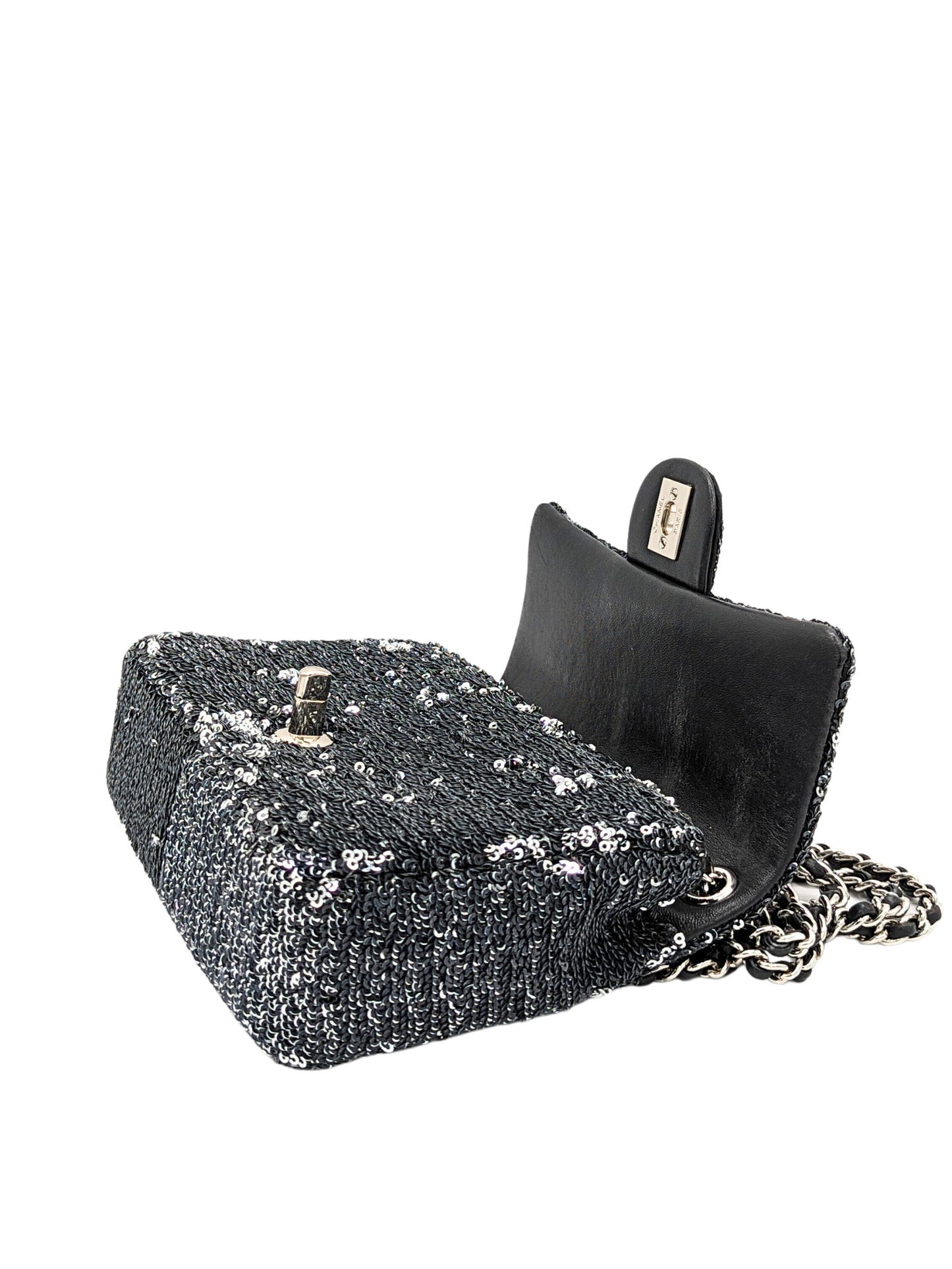Chanel Classic Flap Bag in Blue Night Micro Glitter