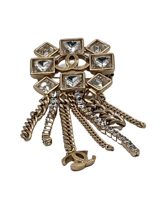 Chanel Gold Plated Crystal Embellished Brooch