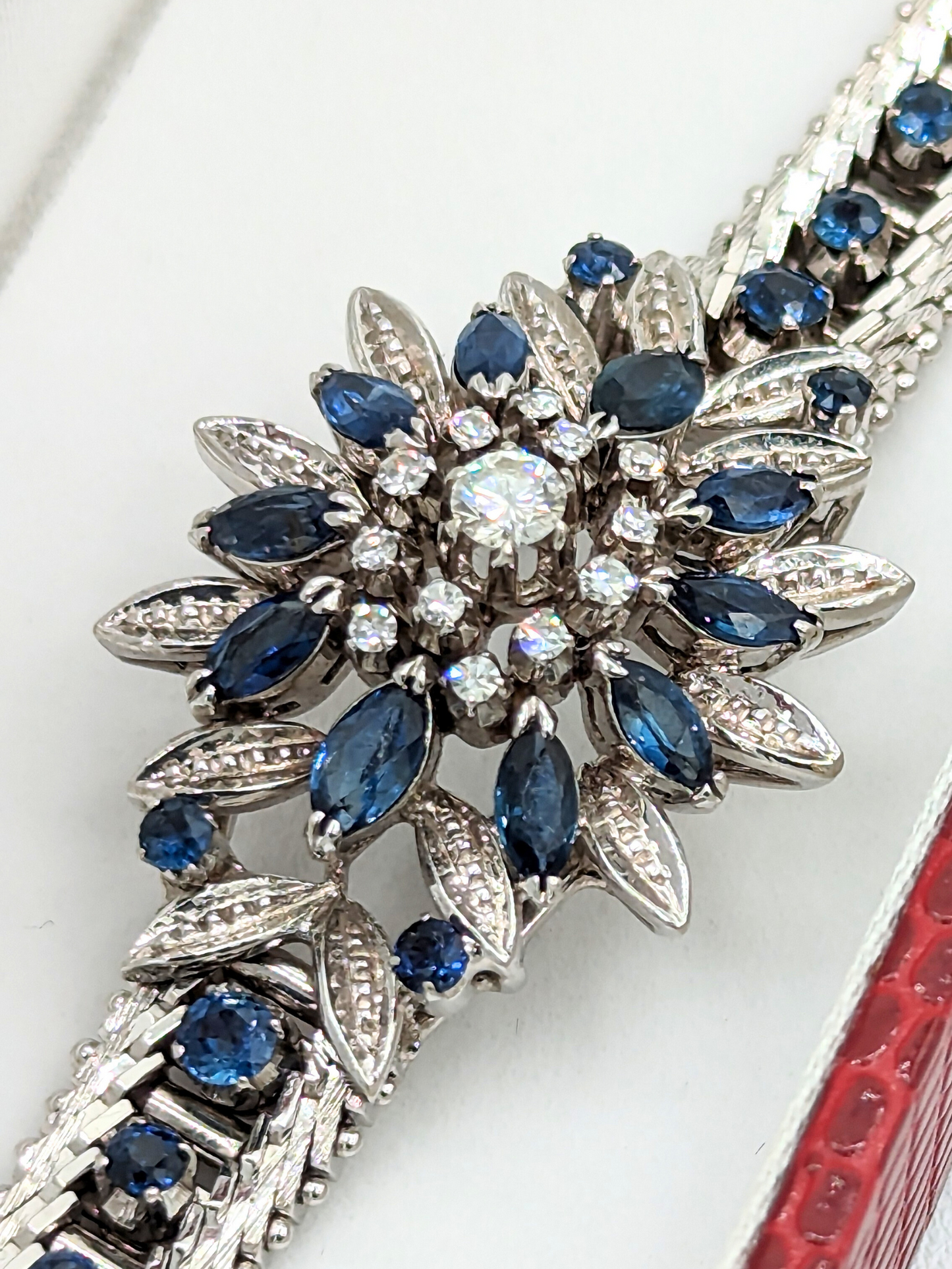 Antique European Blue Sapphire and Diamond Braclet
