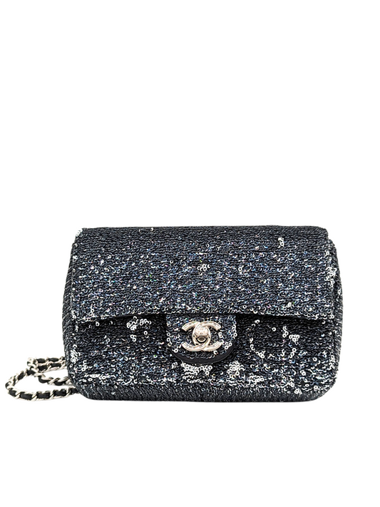 Chanel Classic Flap Bag in Blue Night Micro Glitter